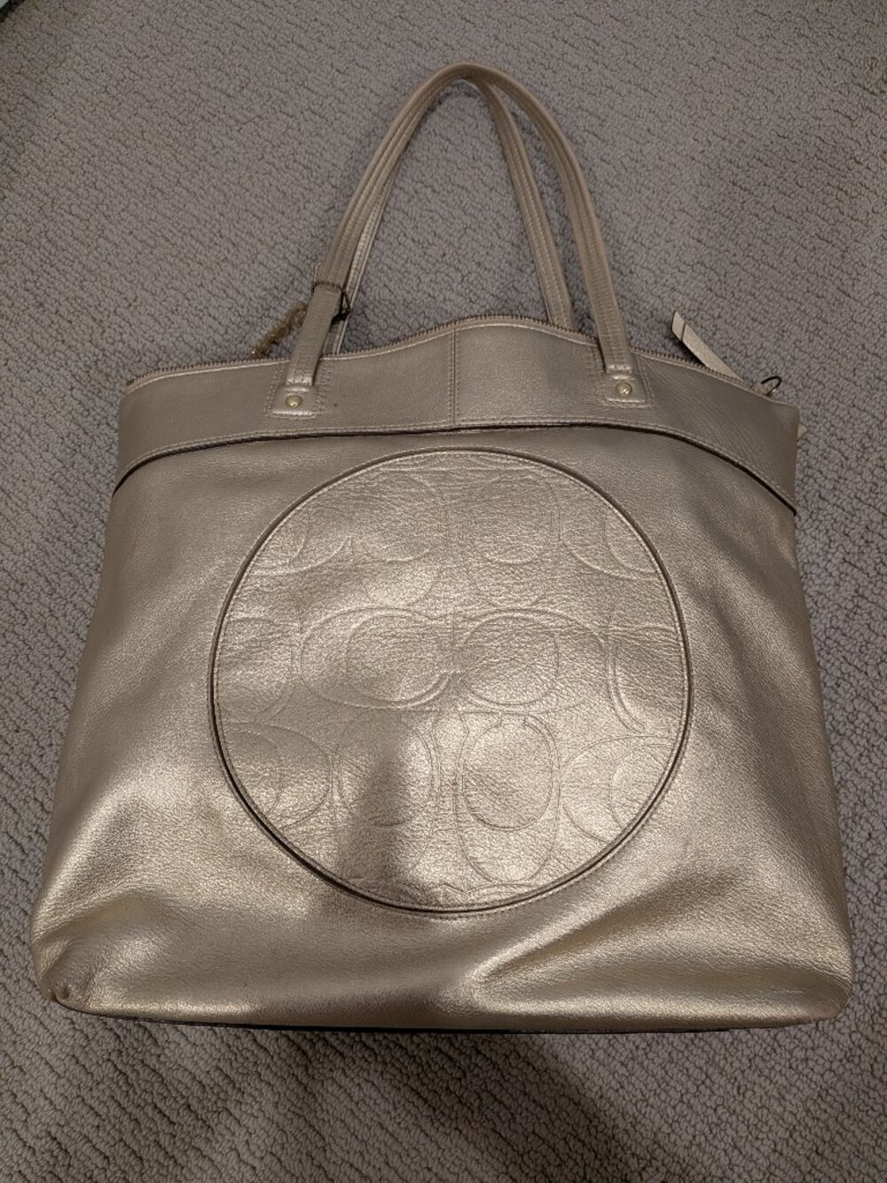 Coach F18336 Laura Signature Leather Tote - Gold